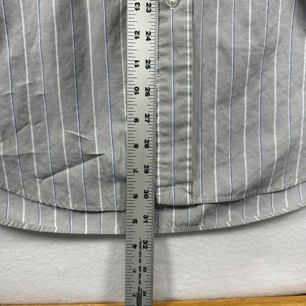 Polo Ralph Lauren Andrew Shirt Mens 16.5 32/33 Grey Blue Striped Vintage Cotton